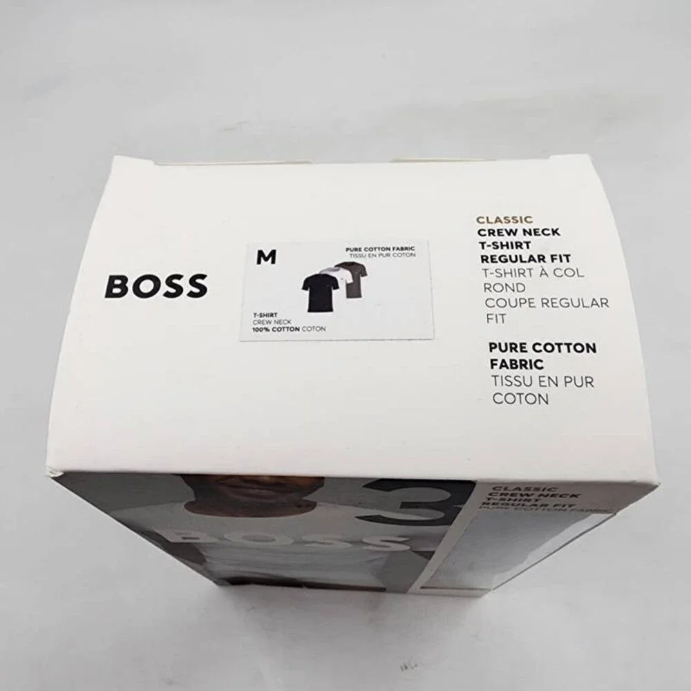 BOSS Cotton Crewneck Logo Embroidery T-Shirt Men's M Multi Short Sleeve - 3 Pack